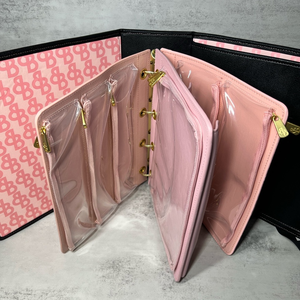 Beauty Binder Makeup Organizer with 3 See Through Files, Cosmetic Display